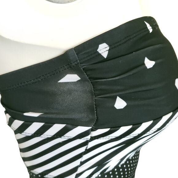 THE OPEN stripe polka dot cutout bandeau monokini one piece swimsuit black white - Picture 6 of 11